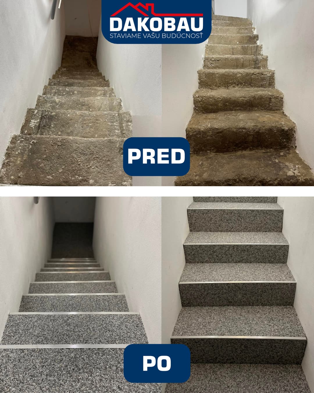 Kamenný koberec na vnútornom schodisku