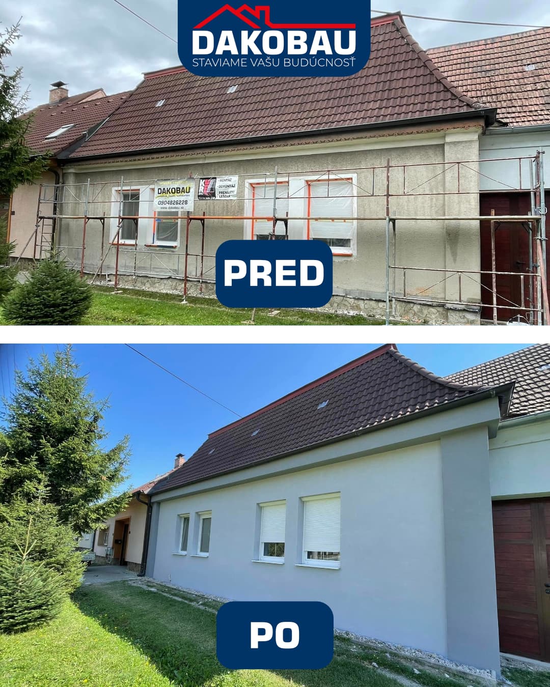 Fasáda rodinného domu po zateplení