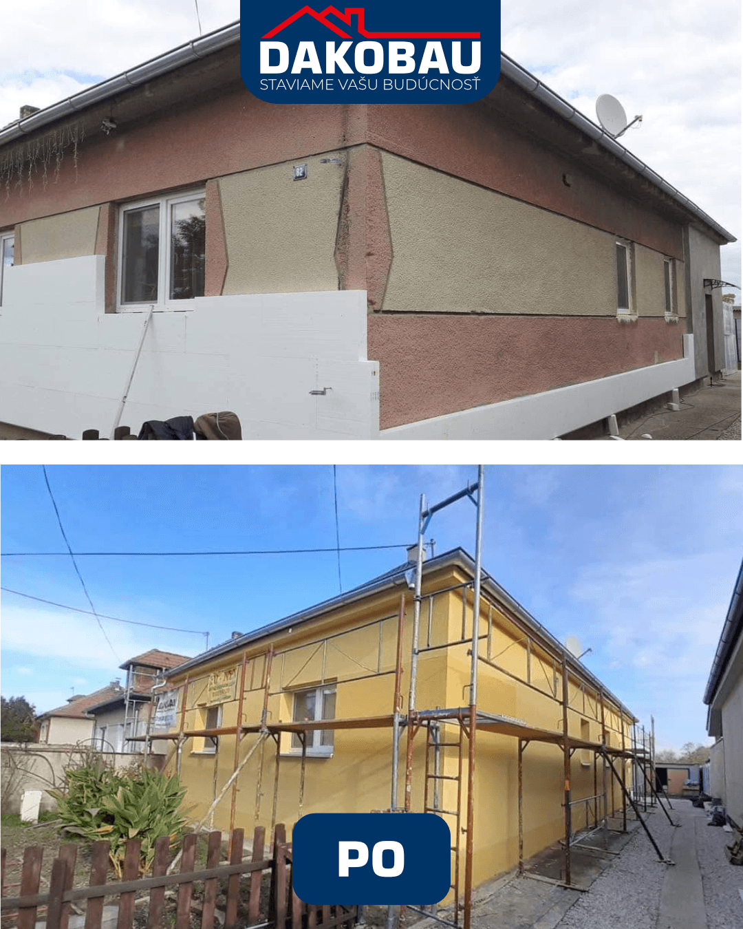 Fasáda po zateplení a dokončení